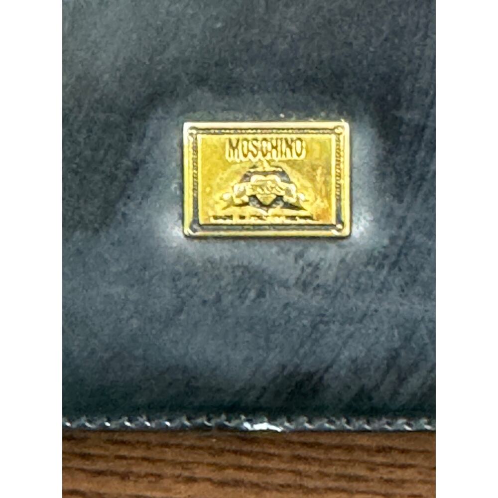 Vintage Black Leather Bag Moschino Golden Lips Buckle handbag bag (pu2000thrifty - Picture 6 of 14